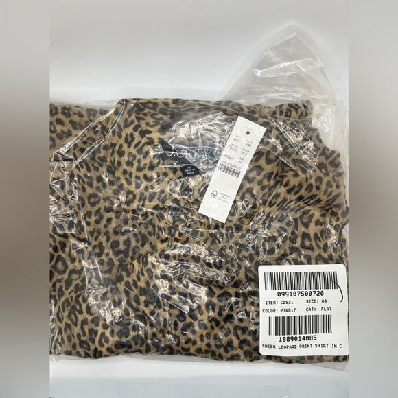 J Crew Sheer leopard-print shirt in crinkle chiffon CD521 - Picture 3 of 4